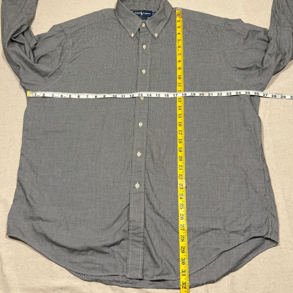Ralph‎ Lauren Mens Yarmouth Button Down Shirt Black White Houndstooth 17 34 35 - Picture 6 of 7
